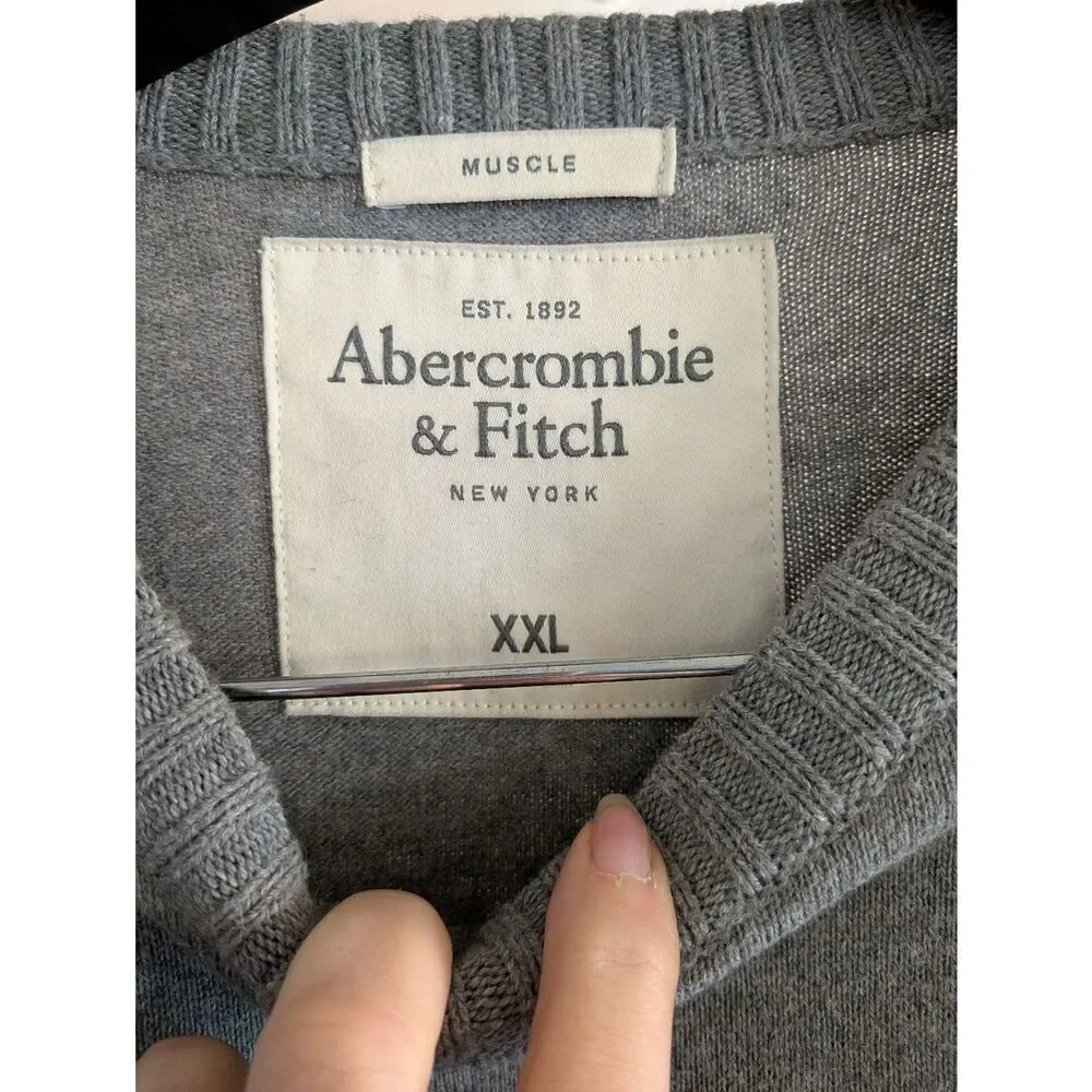 Abercrombie & Fitch Gray Crewneck Sweater XXL Neutral Classic 100% Cotton